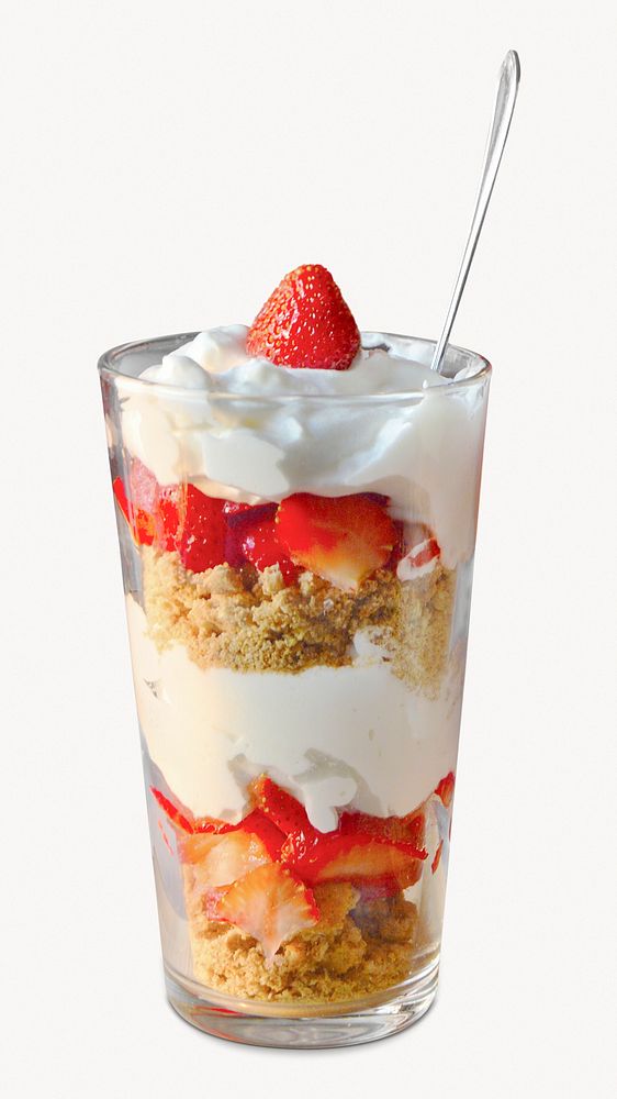 Strawberry cup, isolated dessert image