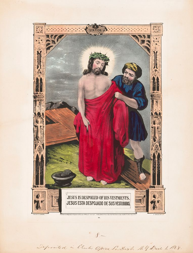 Jesus is despoiled of his vestments. / Jesus esta despojado de sus vestiduras., N. Currier (Firm)