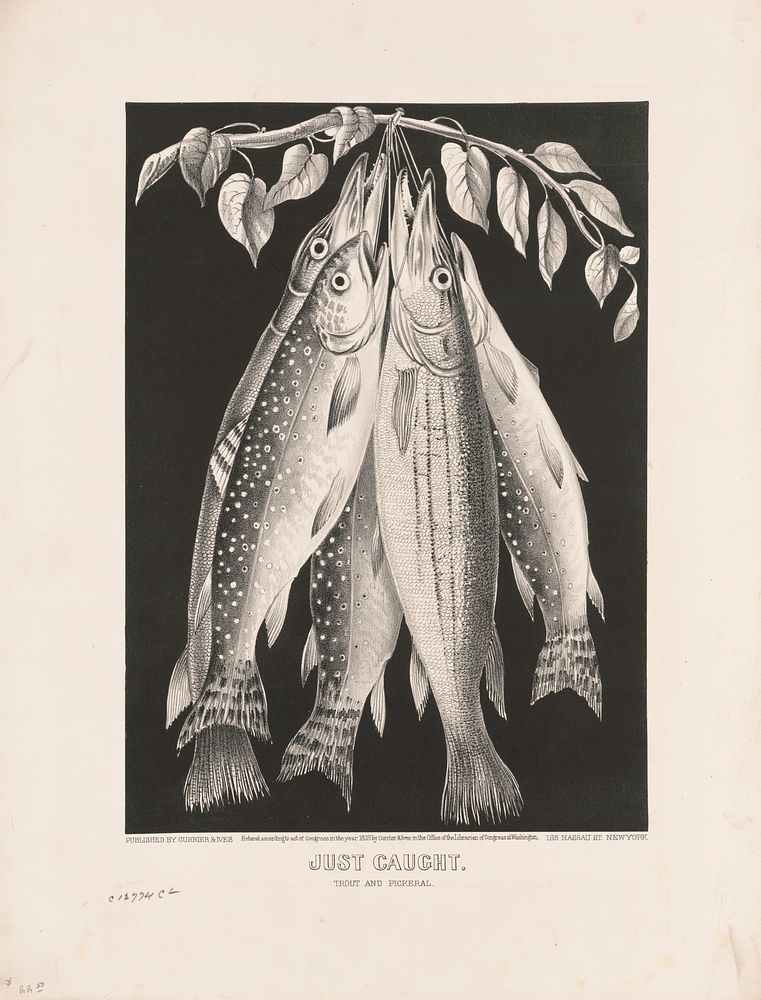 Just caught: trout and pickeral, Currier & Ives.