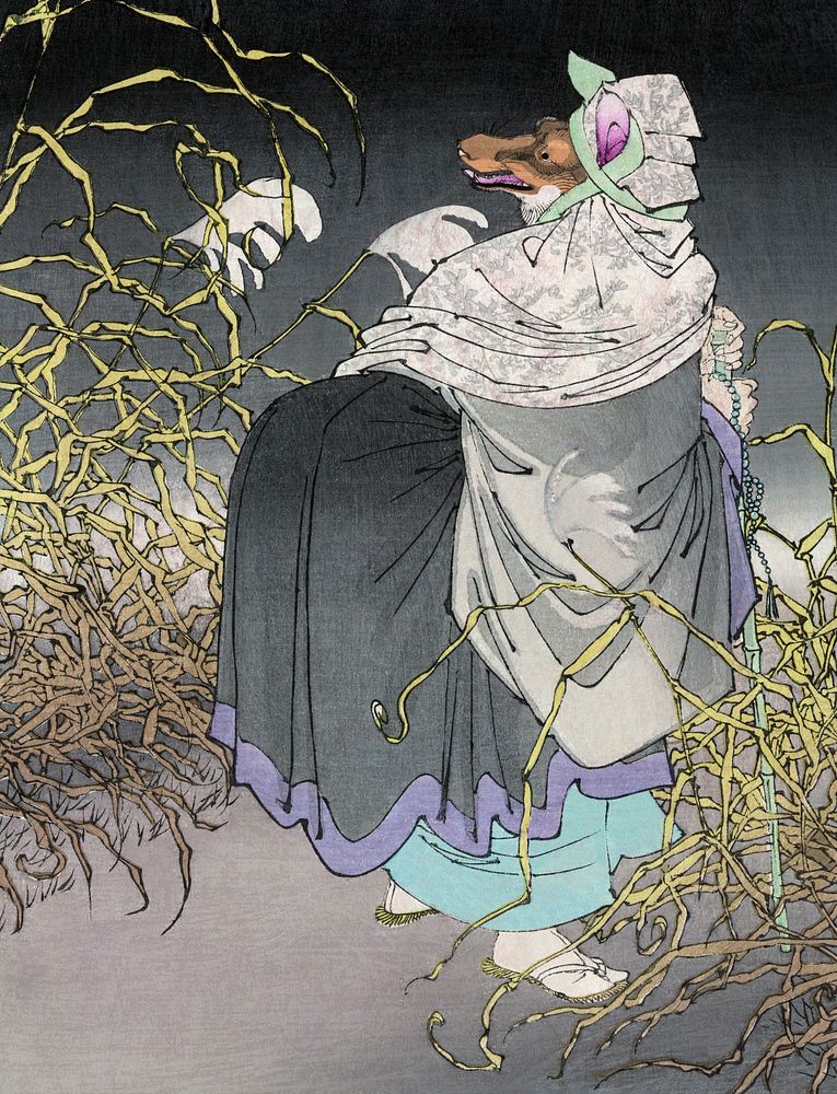 Konkai (1886) by Tsukioka Yoshitoshi. Original public domain image from the Library of Congress.   Digitally enhanced by…