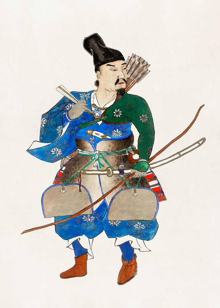 Warrior archer (1800-1870) vintage Japanese Ukiyo-e. Original public domain image from the Library of Congress.   Digitally…