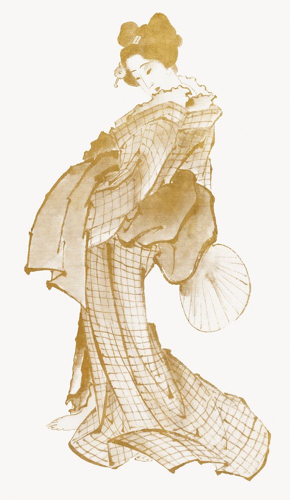 Hokusai's Japanese woman, ukiyoe artwork. Remixed by rawpixel.