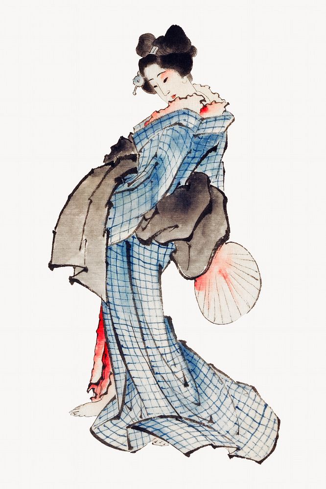 Hokusai&rsquo;s Japanese woman illustration.   Remastered by rawpixel. 