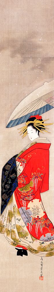 Japanese woman (19th century) vintage painting by Hosoda Eishi. Original public domain image from The Minneapolis Institute…