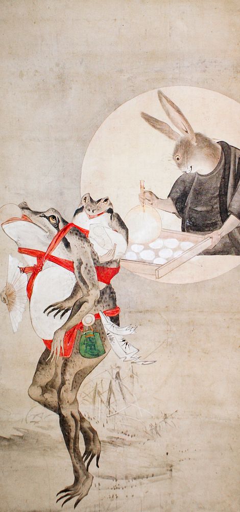 Japanese frog and rabbit (18th century) vintage ink and color on paper. Original public domain image from the Minneapolis…