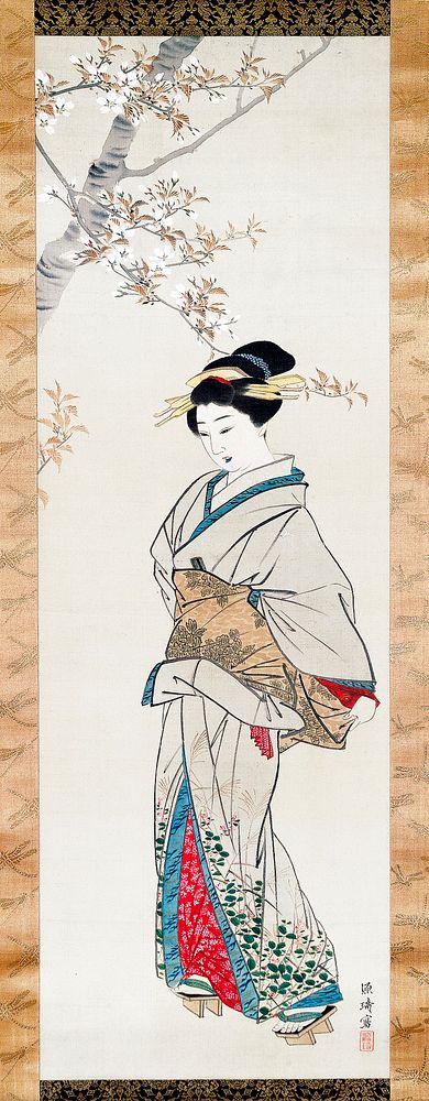 Japanese woman (18th century) vintage painting by Komai Ki.. Original public domain image from The Minneapolis Institute of…