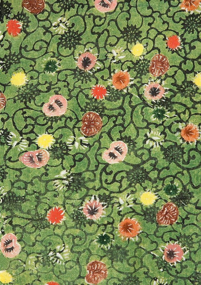 Bingata blossom flower fabric pattern. Original public domain image by Jack Lenor Larsen from the Minneapolis Institute of…