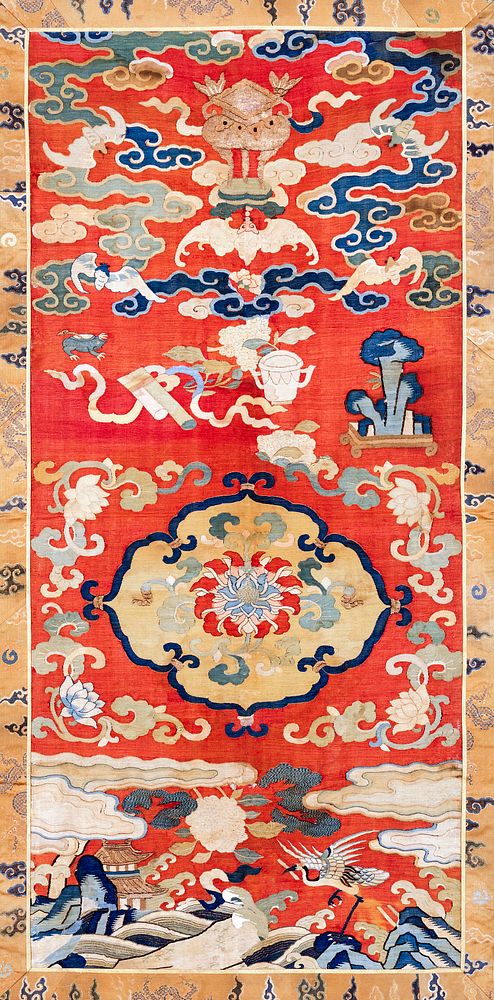 Chinese Foodog Embroidery (18th Century). Original public domain image from the Minneapolis Institute of Art.   Digitally…