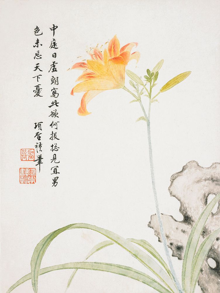 Chinese day lily (1656) vintage painting by Xiang Shengmo. Original public domain image from the Minneapolis Institute of…