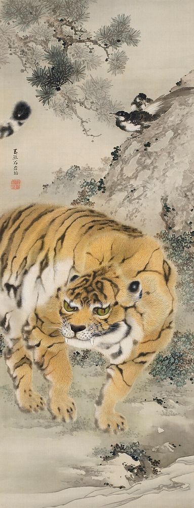 Tiger [left of a pair of Tiger and Dragon] (18th century) by Ganku. Original public domain image from The Minneapolis…