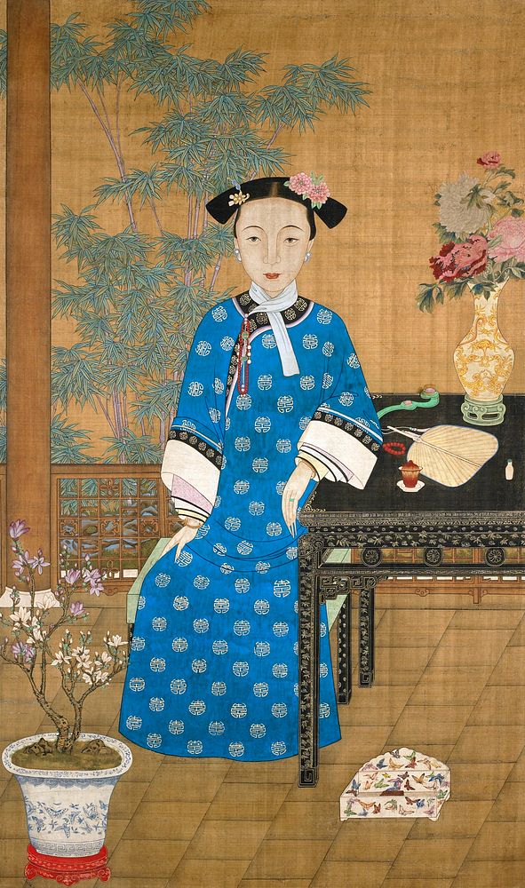Chinese Manchu woman (1800-1850) vintage painting. Original public domain image from The Minneapolis Institute of Art.  …