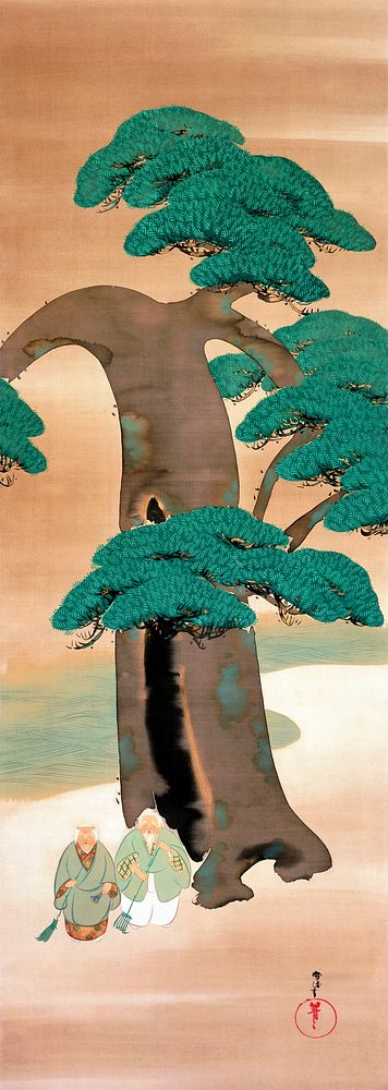 Noh Scene: Takasago (1920s) vintage Japanese painting by Kamisaka Sekka. Original public domain image from the Minneapolis…