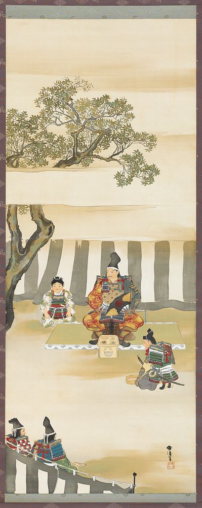Kusunoki Masashige before the Battle at Minato River (c. 1918) painting in high resolution by Kamisaka Sekka. Original from…