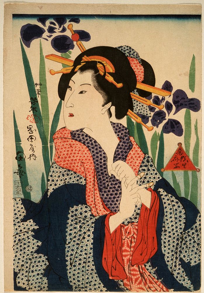 The Courtesan Taume (19th century) print in high resolution by Tsukioka Yoshitoshi. Original from the Art Institute of…