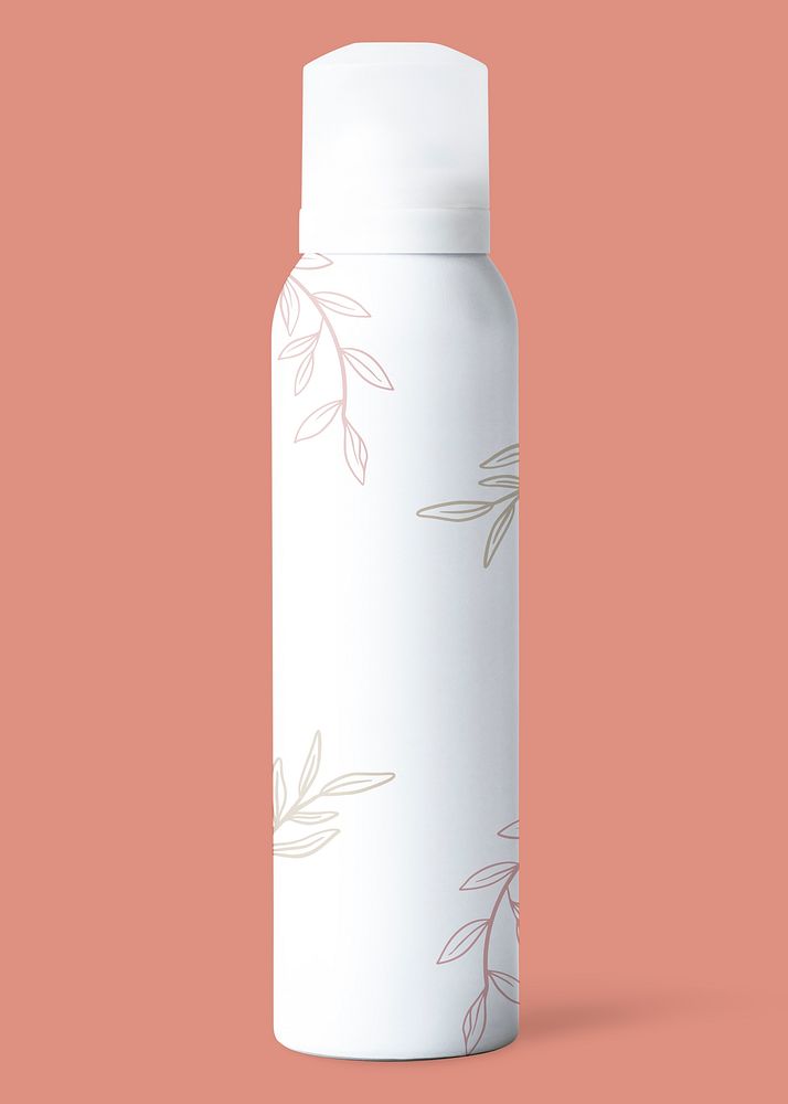 Minimal beauty spray bottle, leafy design with blank space