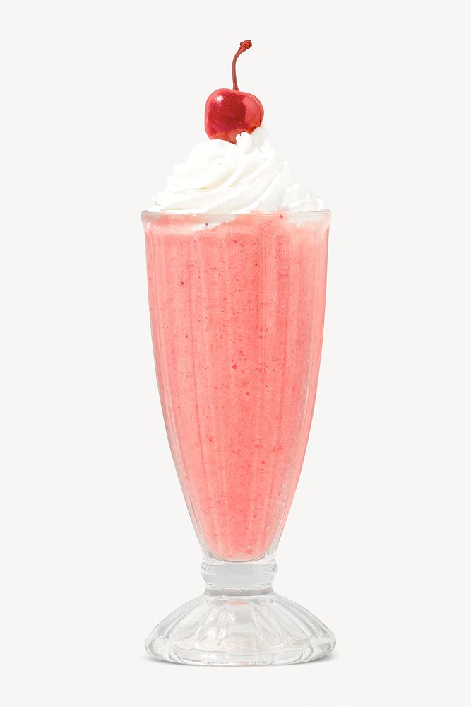 Strawberry milkshake on white background