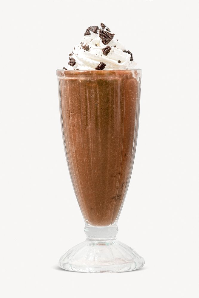 Chocolate milkshake on white background