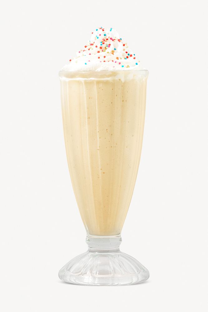 Vanilla milkshake on white background