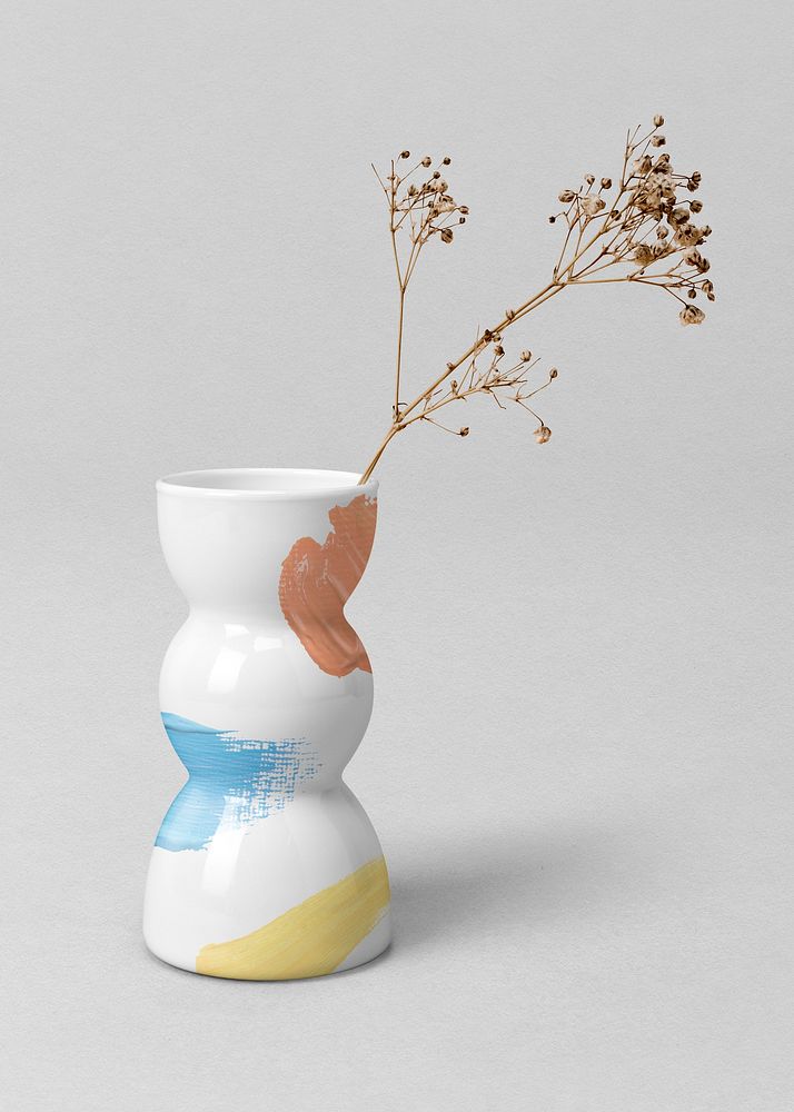 Acrylic painted vase mockup psd in aesthetic creative style