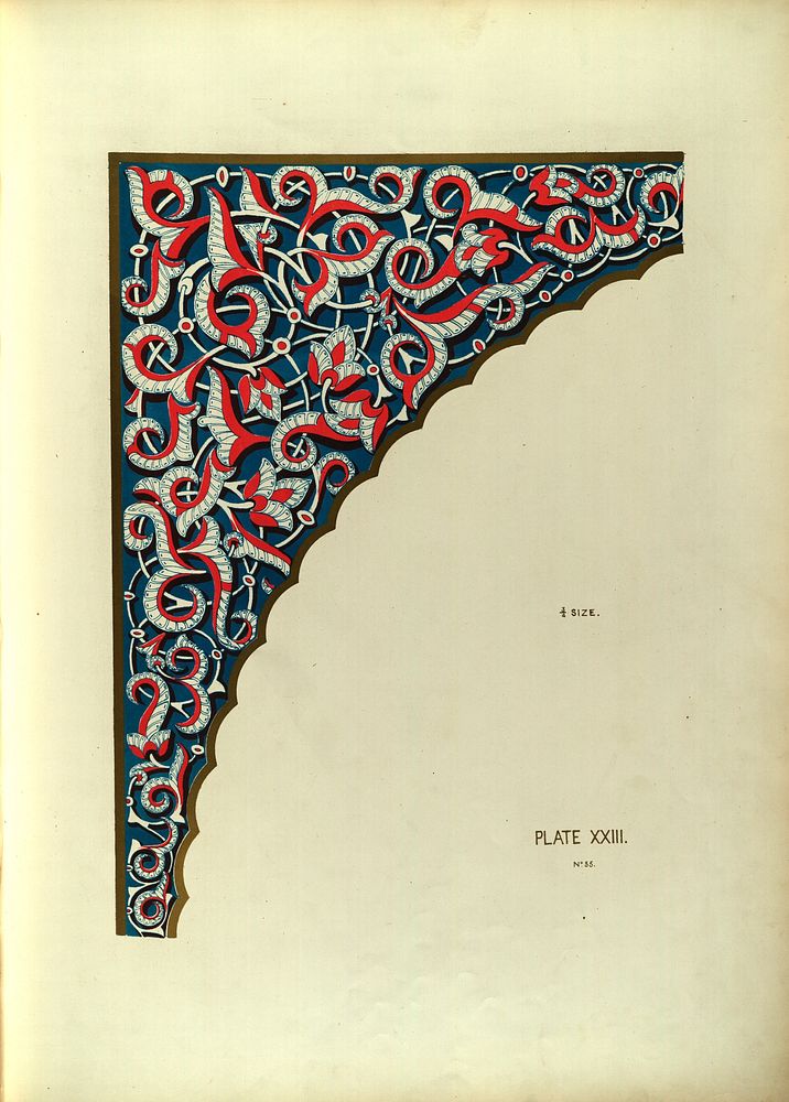 Plans, elevations, sections, and details of the Alhambra volume 2 (1845) ornamental design in high resolution by Owen Jones.…