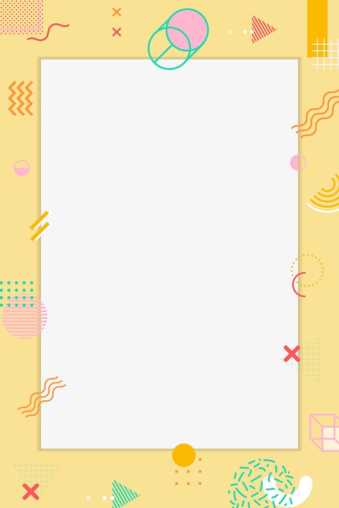 Cute yellow background, Memphis frame design