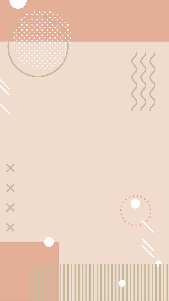 Geometric memphis iPhone wallpaper, pastel beige HD background