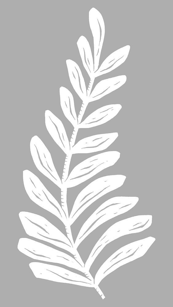 White leaf branch, botanical collage element psd