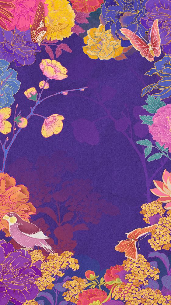 Vintage Japanese floral mobile wallpaper