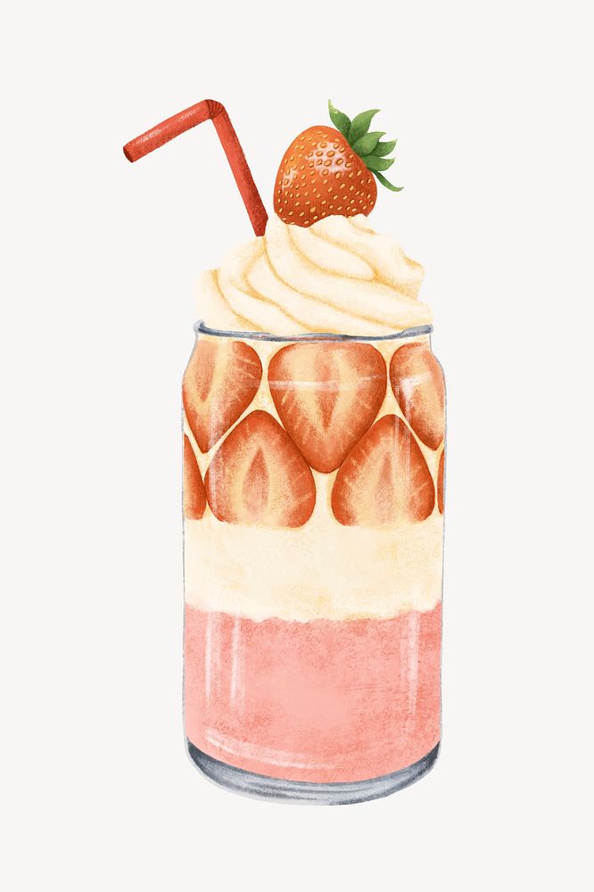 Strawberry parfait smoothie, drinks illustration