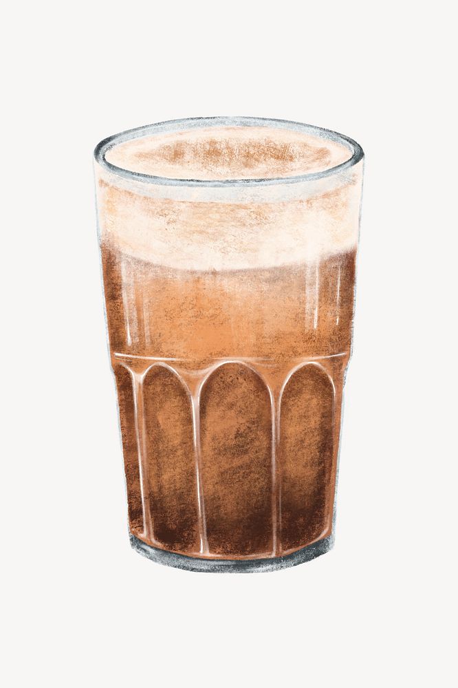 Iced chocolate drink, realistic beverage illustration psd