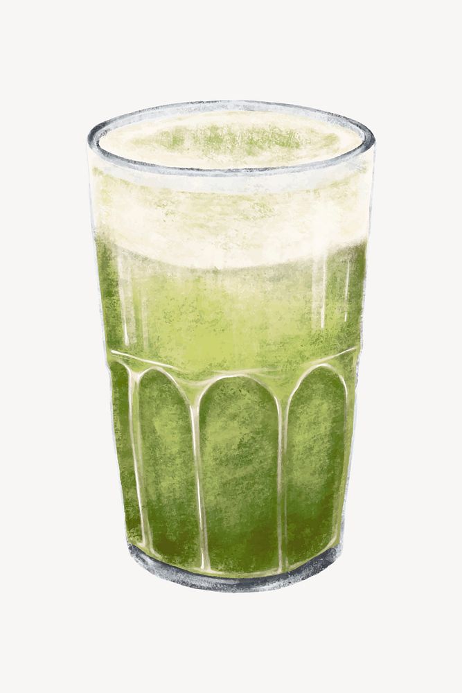 Iced green tea drink, beverage illustration vector