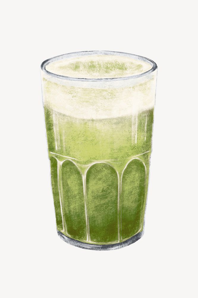 Iced green tea drink, beverage illustration psd