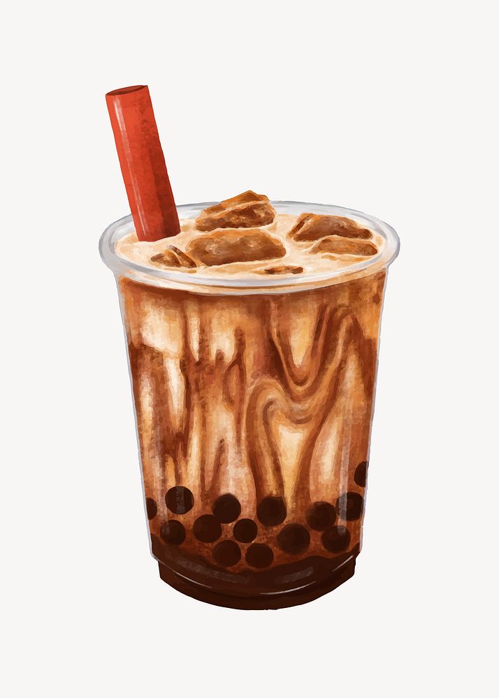 Bubble boba tea, drinks, aesthetic illustration vector