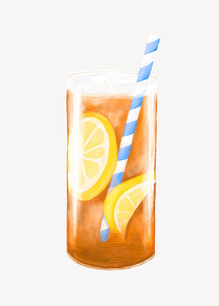 Lemon iced tea, drinks, refreshment illustration psd