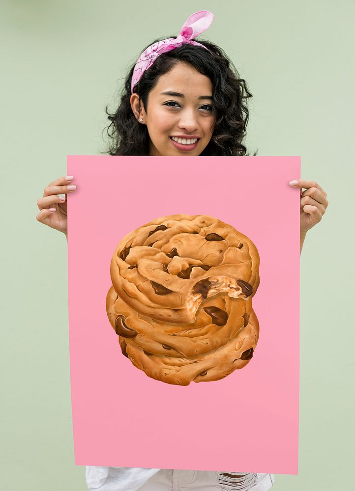 Chocolate chip cookies pink poster