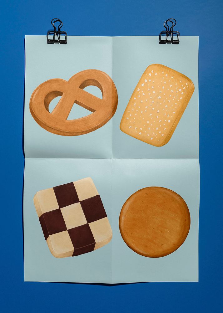 Various biscuits illustration, dessert poster