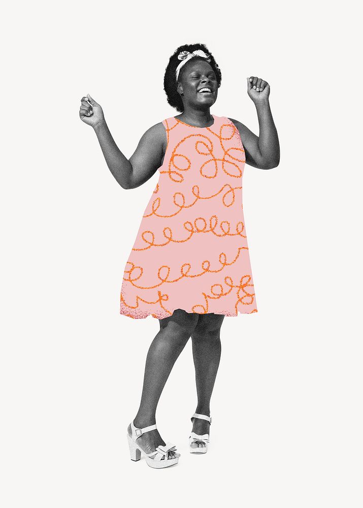 Black woman dancing isolated image