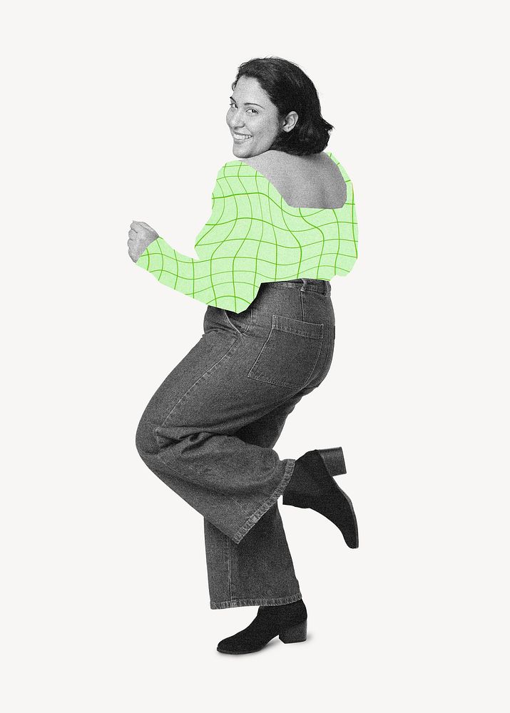 Cheerful woman dancing  isolated image