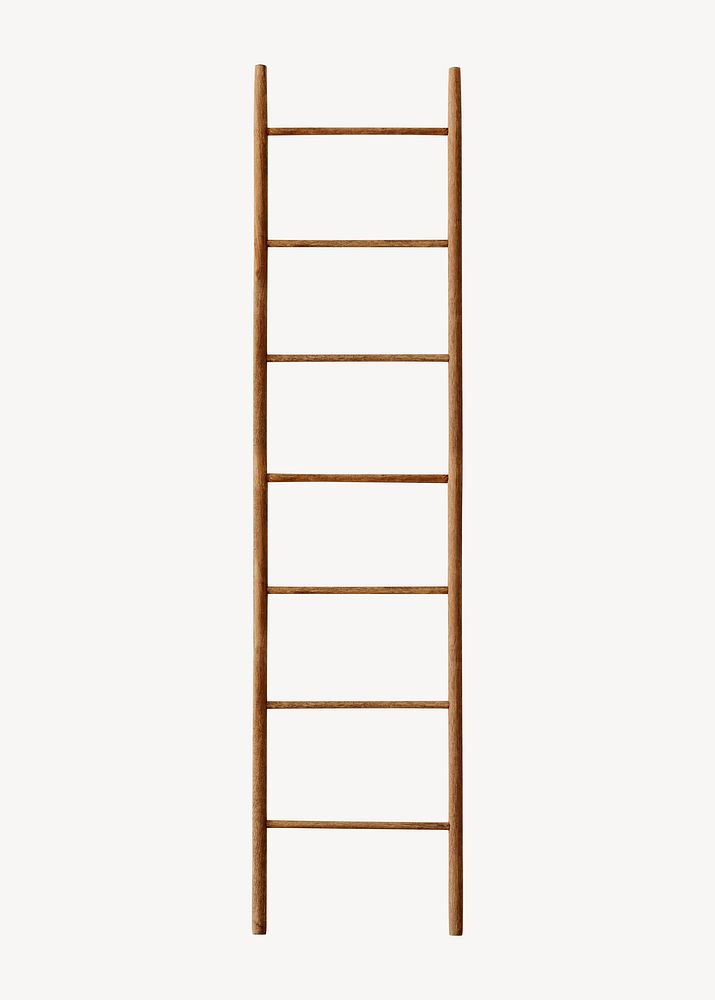 Wooden ladder, isolated tool image psd