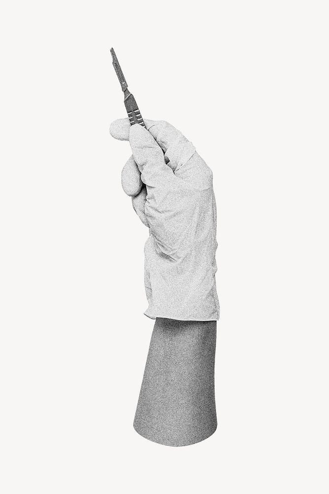 Hand holding surgical knife, medical image