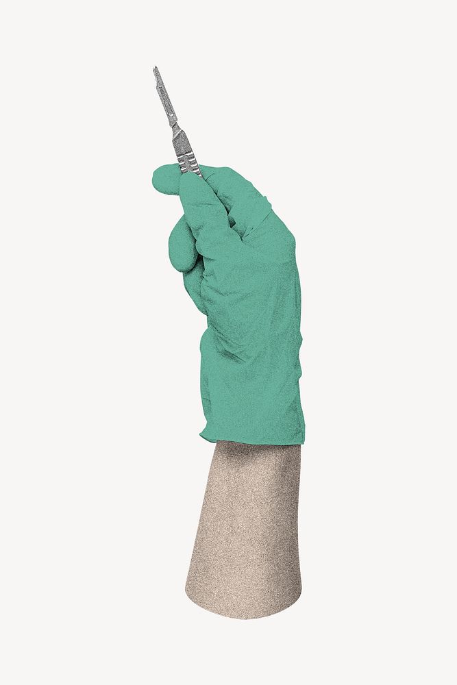 Hand holding surgical knife, medical image