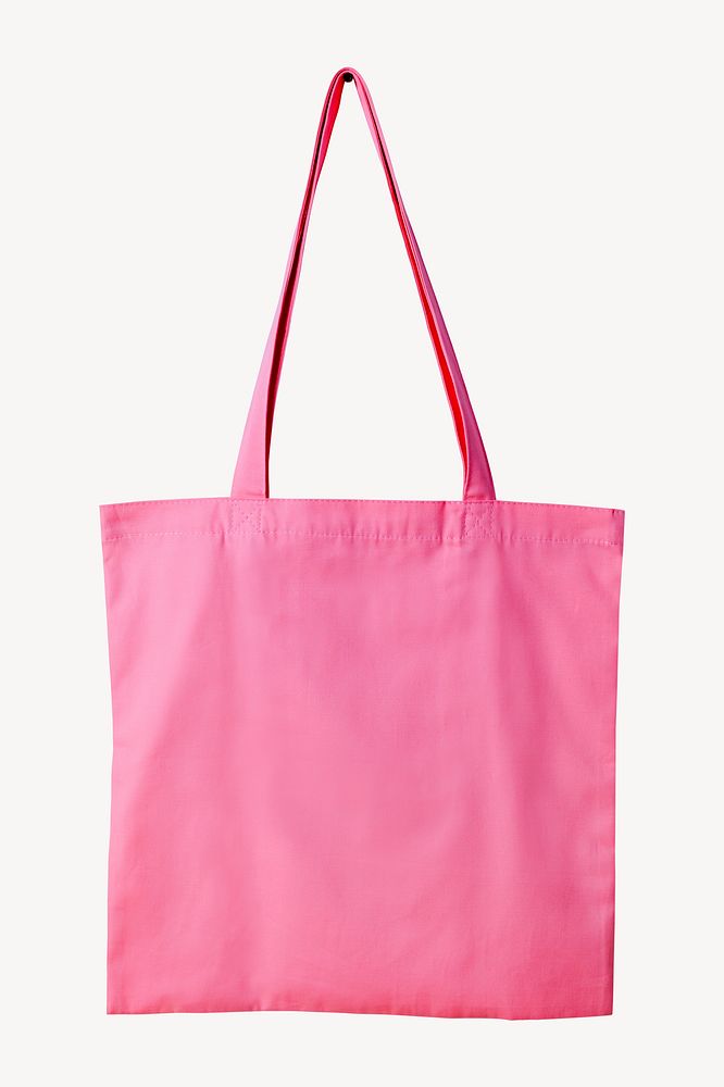Pink tote bag, isolated fashion object 