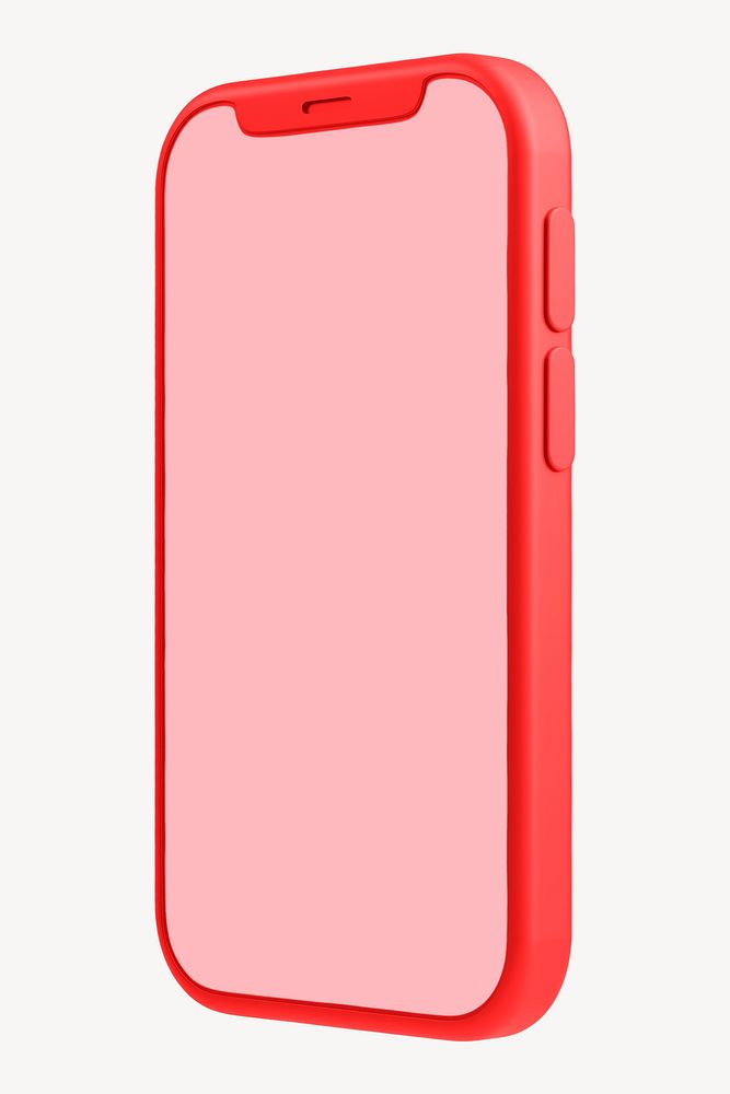Red smartphone mockup, 3D digital device illustration psd