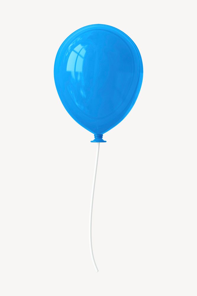 Blue balloon, 3D rendering illustration