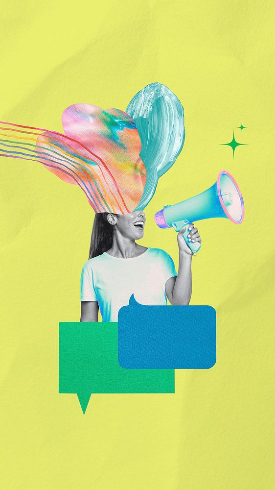 Creative marketing iPhone wallpaper, speech bubble business remix