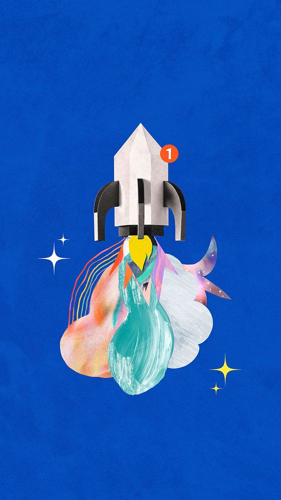 Launching rocket iPhone wallpaper, creative startup business remix