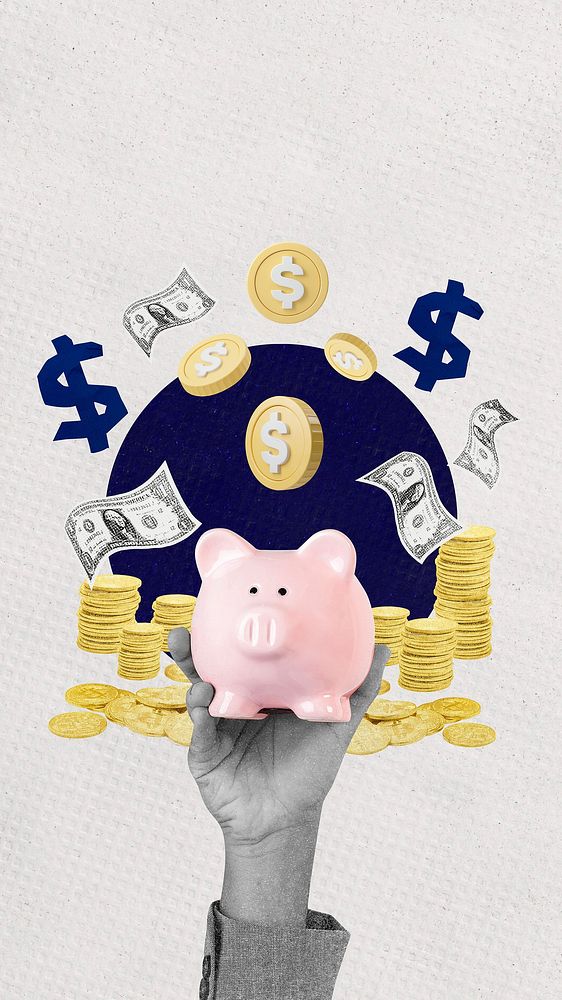 Money management success iPhone wallpaper, savings, finance remix