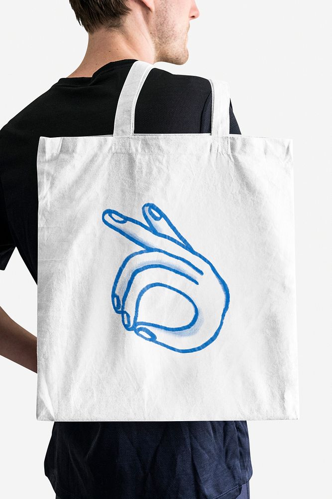 Canvas tote bag mockup, realistic design psd