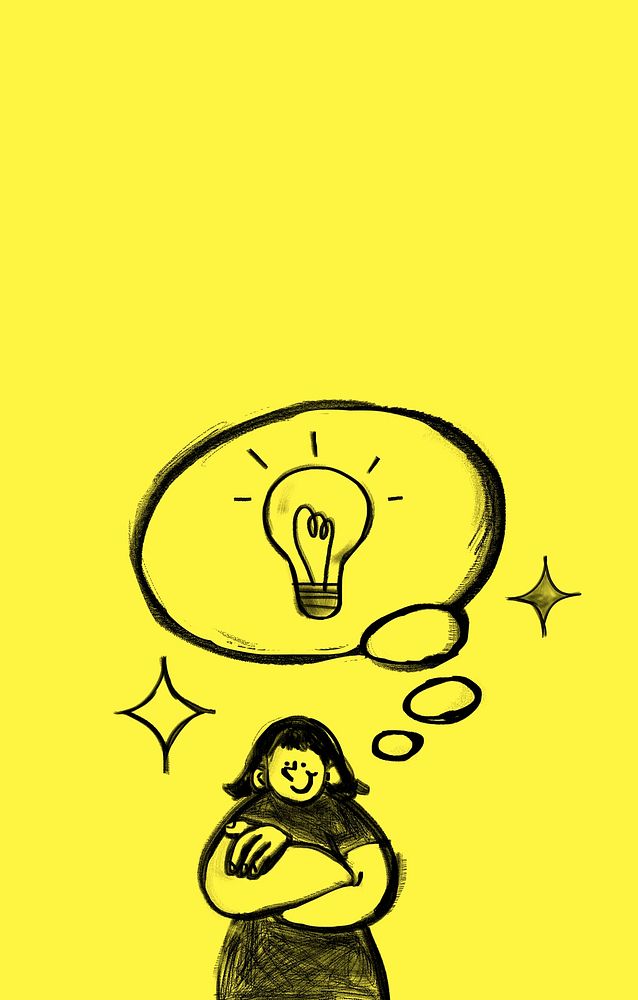 Creative idea phone wallpaper, yellow doodle background
