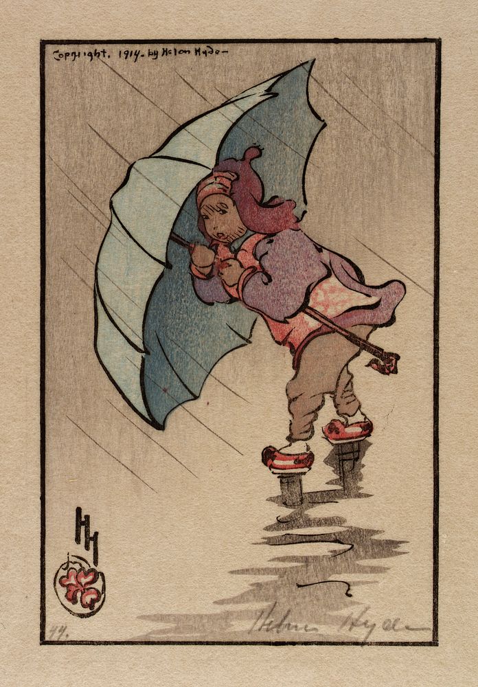 Helen Hyde's the Blue Umbrella (1914). Original public domain image from the Smithsonian.